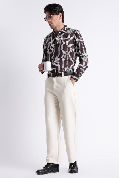 Floral Digital Print Shirt Dk Brown