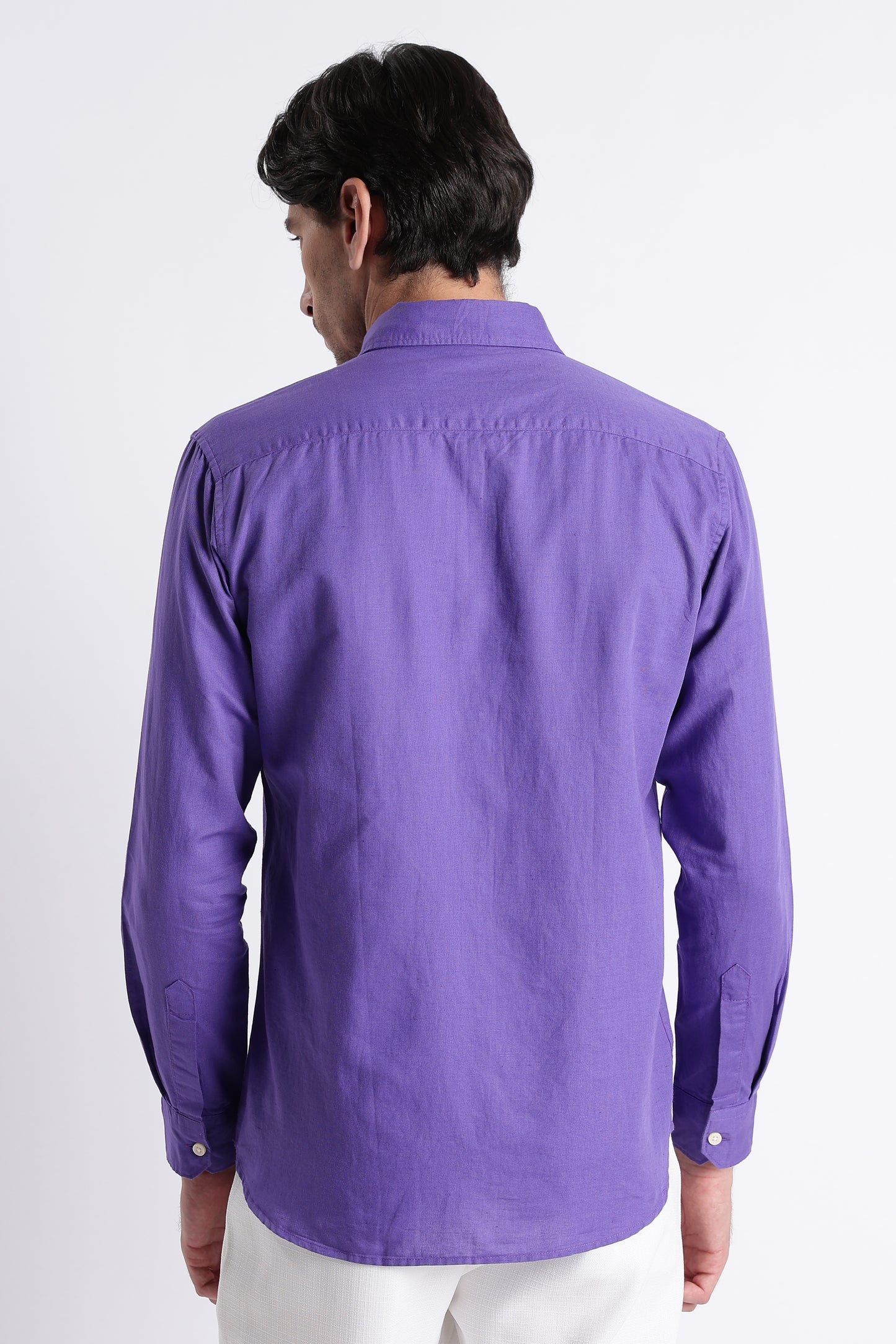 Premium Cotton Linen Slim Fit Solid Shirt Purple