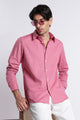 Premium Cotton Linen Slim Fit Solid Shirt Dk Pink