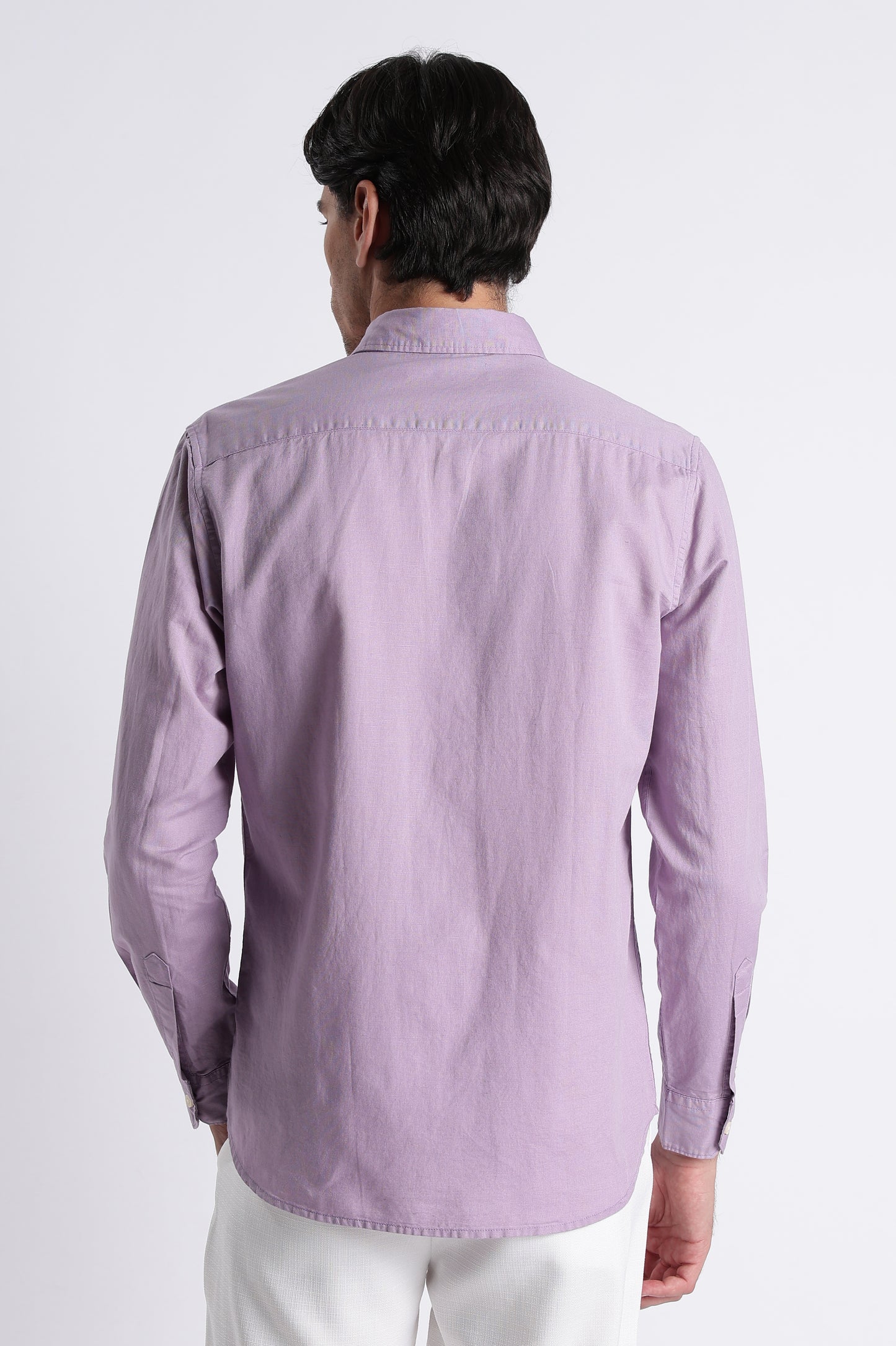 Premium Cotton Linen Slim Fit Solid Shirt Lavender