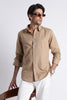 Premium Cotton Linen Slim Fit Solid Shirt Beige