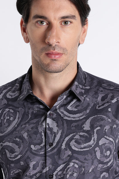 Floral Digital Print Shirt Grey