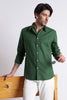 Premium Cotton Linen Slim Fit Solid Shirt Green