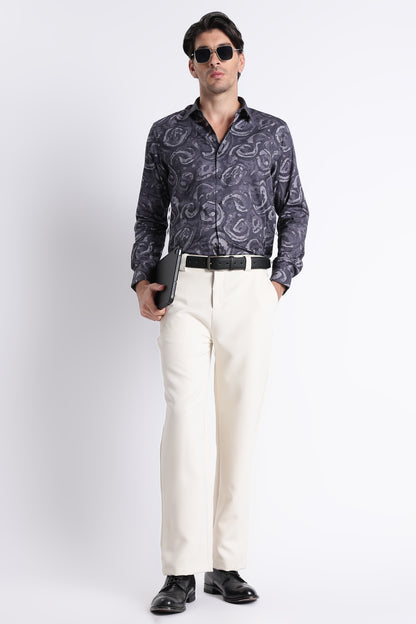 Floral Digital Print Shirt Grey