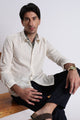 Premium Cotton Linen Slim Fit Solid Shirt Off White