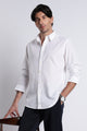 Premium Cotton Linen Slim Fit Solid Shirt White