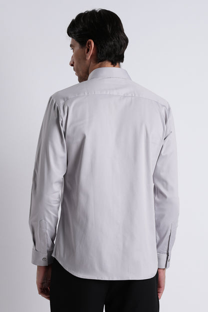 Refined Satin Finish Slim Fit Shirt Grey