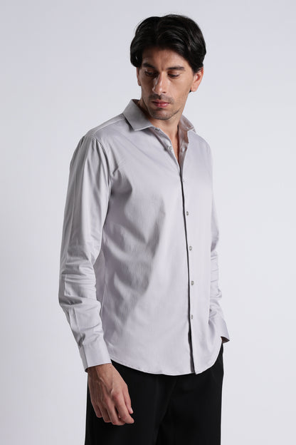 Refined Satin Finish Slim Fit Shirt Grey