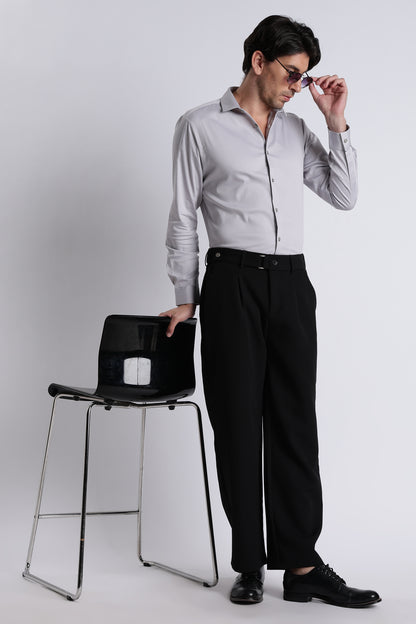 Refined Satin Finish Slim Fit Shirt Grey