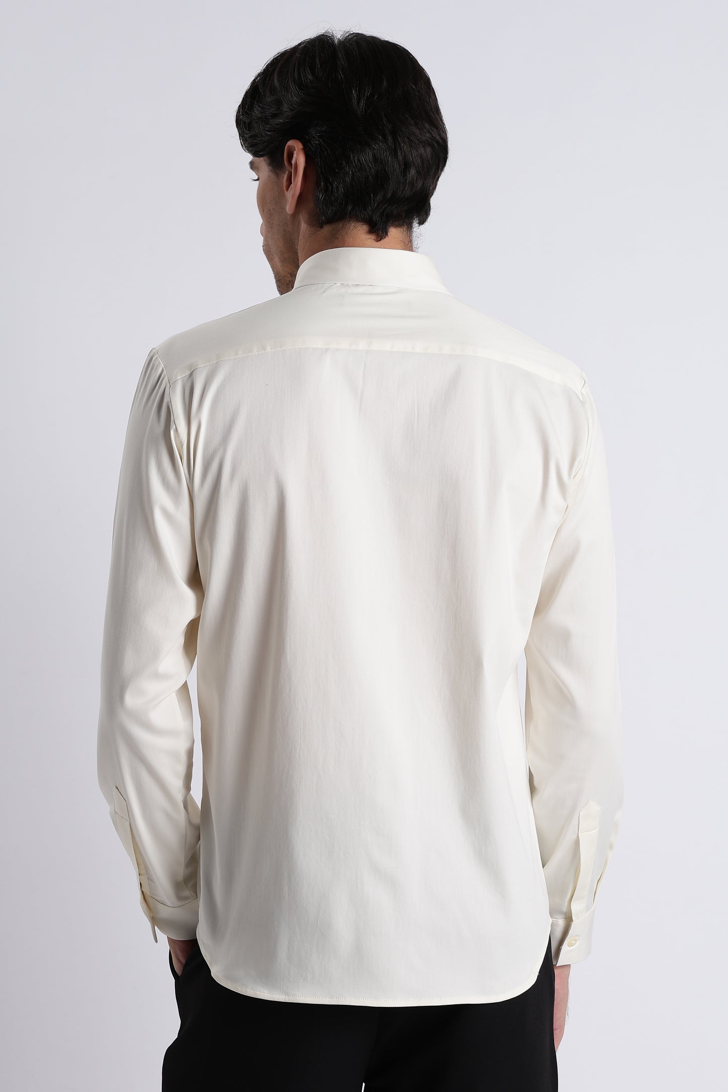 Refined Satin Finish Slim Fit Shirt Off White