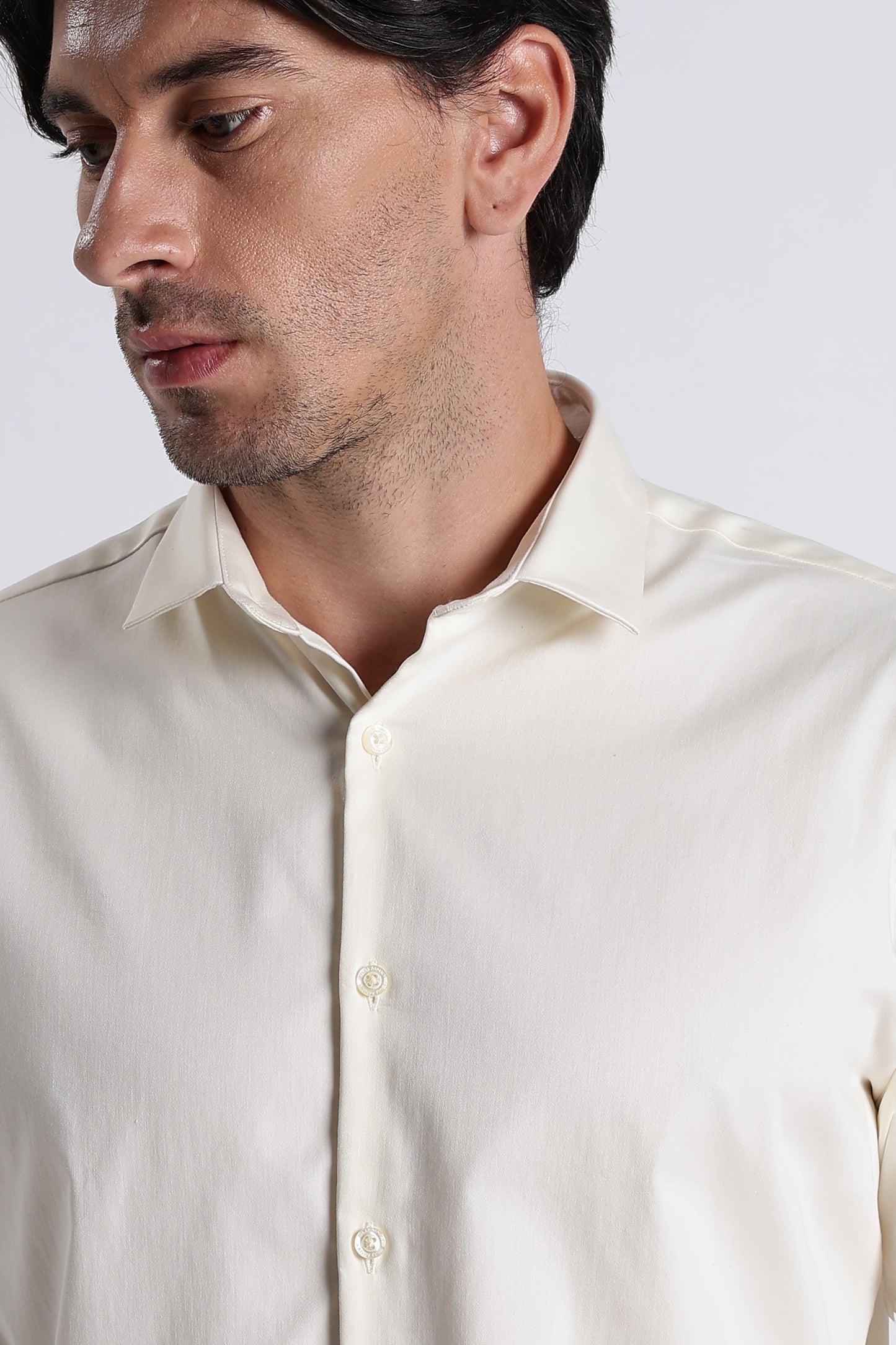 Refined Satin Finish Slim Fit Shirt Off White