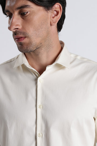 Refined Satin Finish Slim Fit Shirt Off White