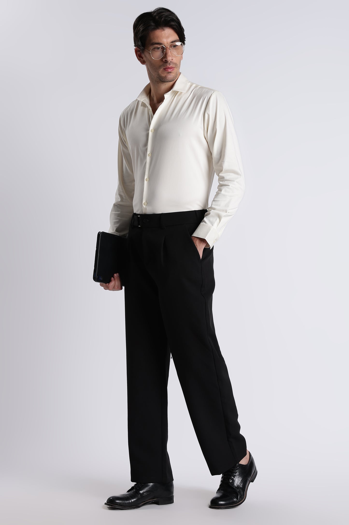 Refined Satin Finish Slim Fit Shirt Off White