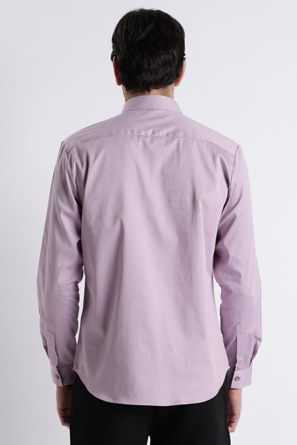 Refined Satin Finish Slim Fit Shirt Lt Lavender
