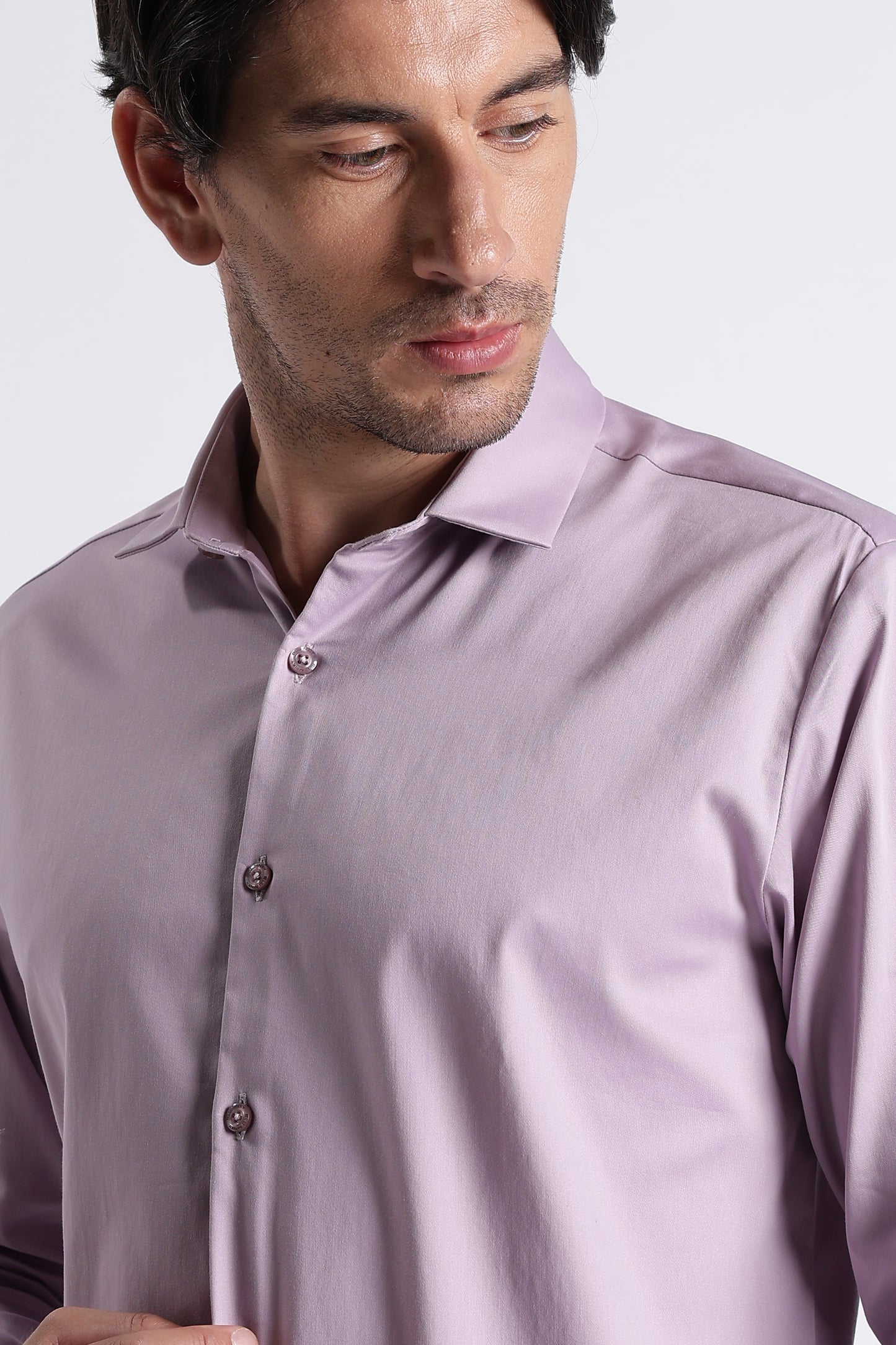 Refined Satin Finish Slim Fit Shirt Lt Lavender