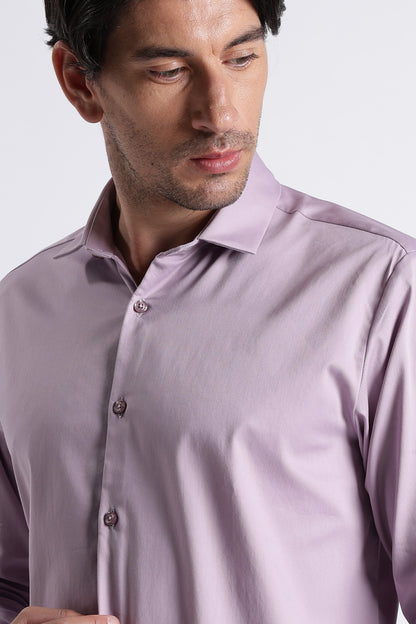 Refined Satin Finish Slim Fit Shirt Lt Lavender