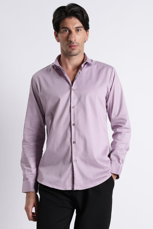Refined Satin Finish Slim Fit Shirt Lt Lavender