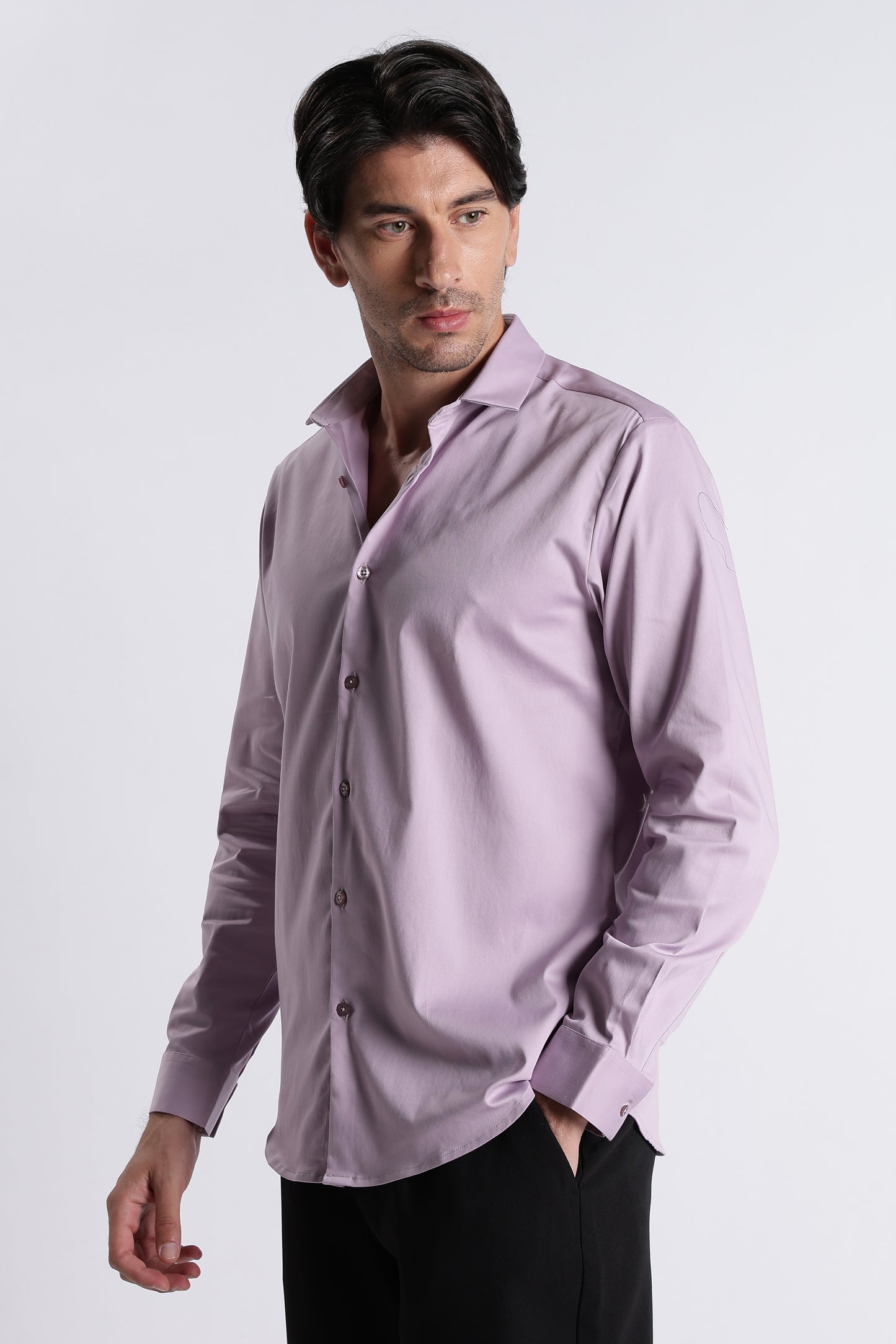 Refined Satin Finish Slim Fit Shirt Lt Lavender
