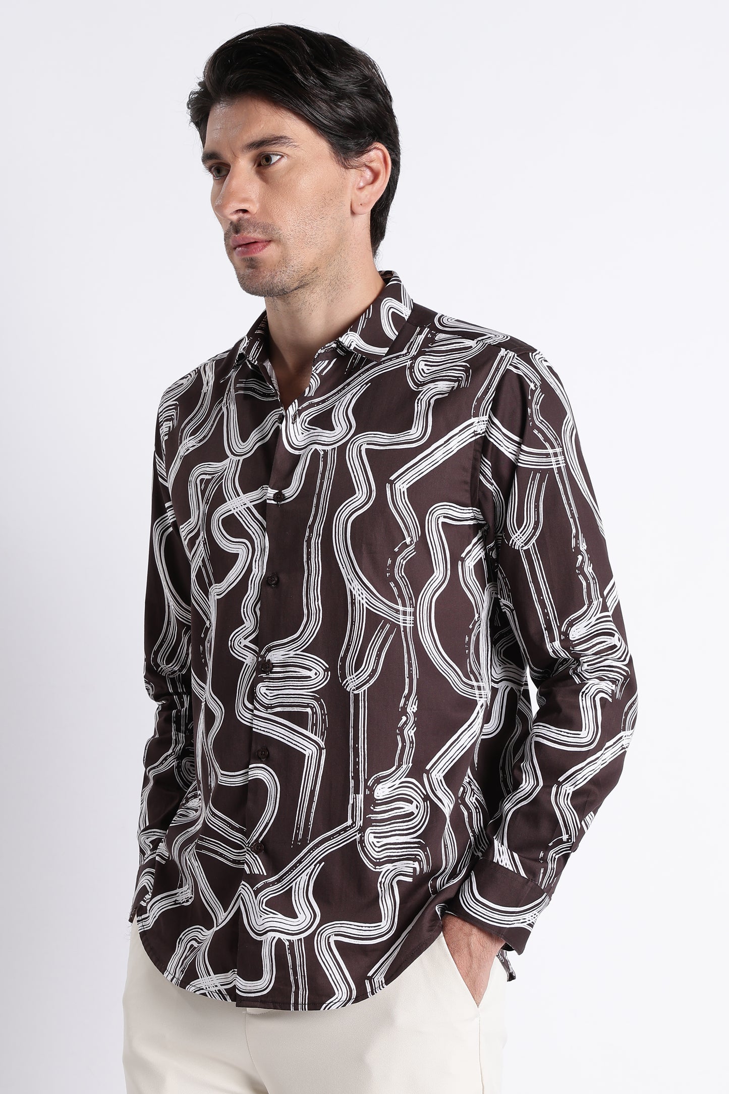 Floral Digital Print Shirt Dk Brown
