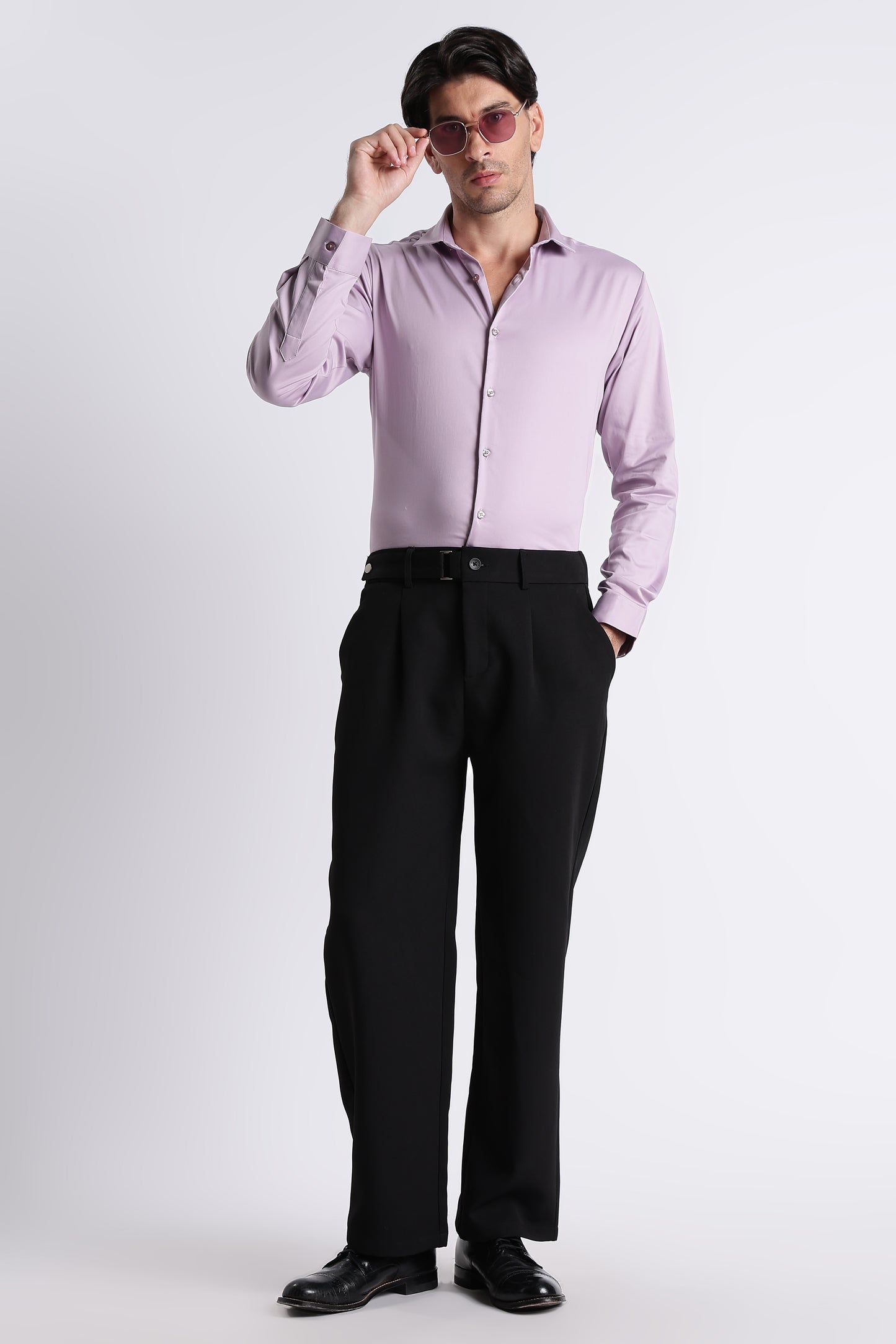 Refined Satin Finish Slim Fit Shirt Lt Lavender