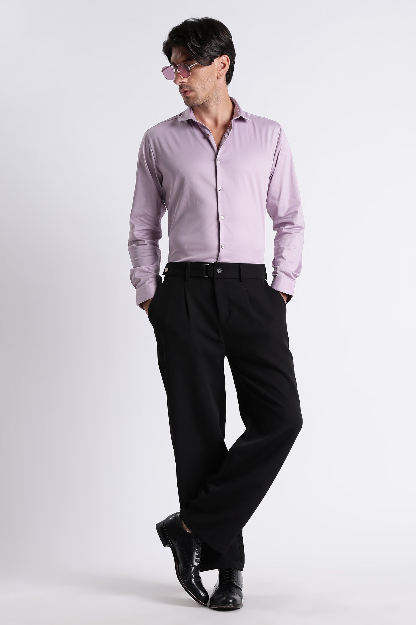 Refined Satin Finish Slim Fit Shirt Lt Lavender