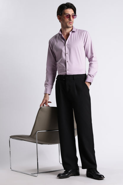 Refined Satin Finish Slim Fit Shirt Lt Lavender