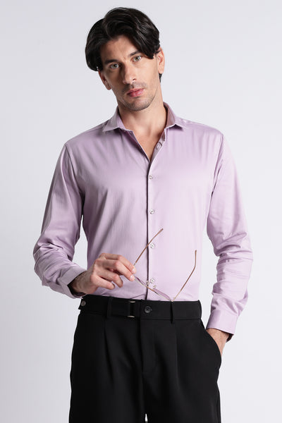 Refined Satin Finish Slim Fit Shirt Lt Lavender