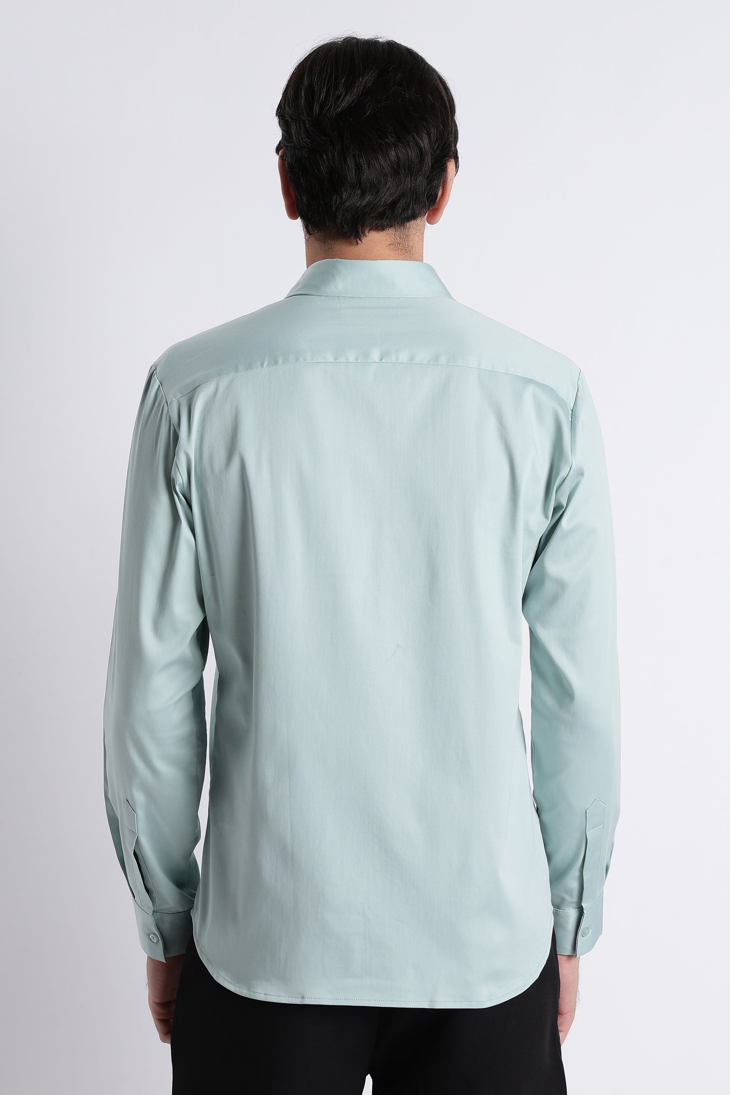 Refined Satin Finish Slim Fit Shirt Sea Green