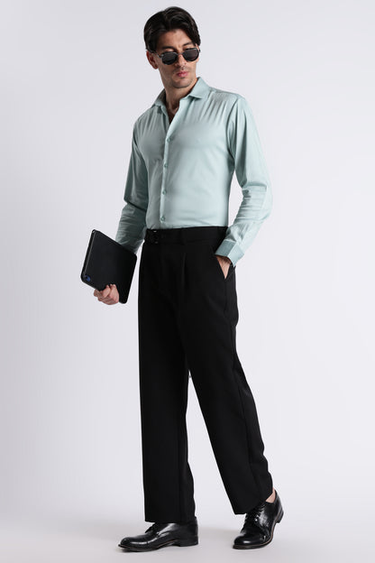 Refined Satin Finish Slim Fit Shirt Sea Green