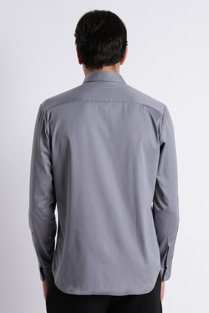 Refined Satin Finish Slim Fit Shirt Lt Grey