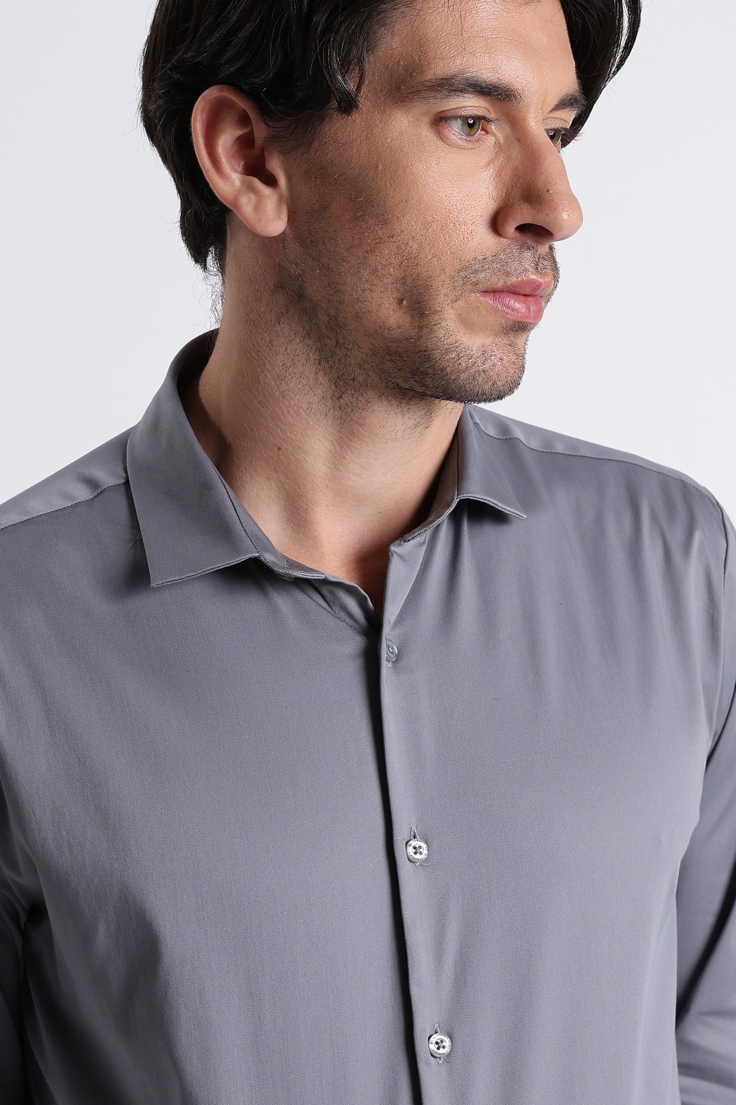Refined Satin Finish Slim Fit Shirt Lt Grey