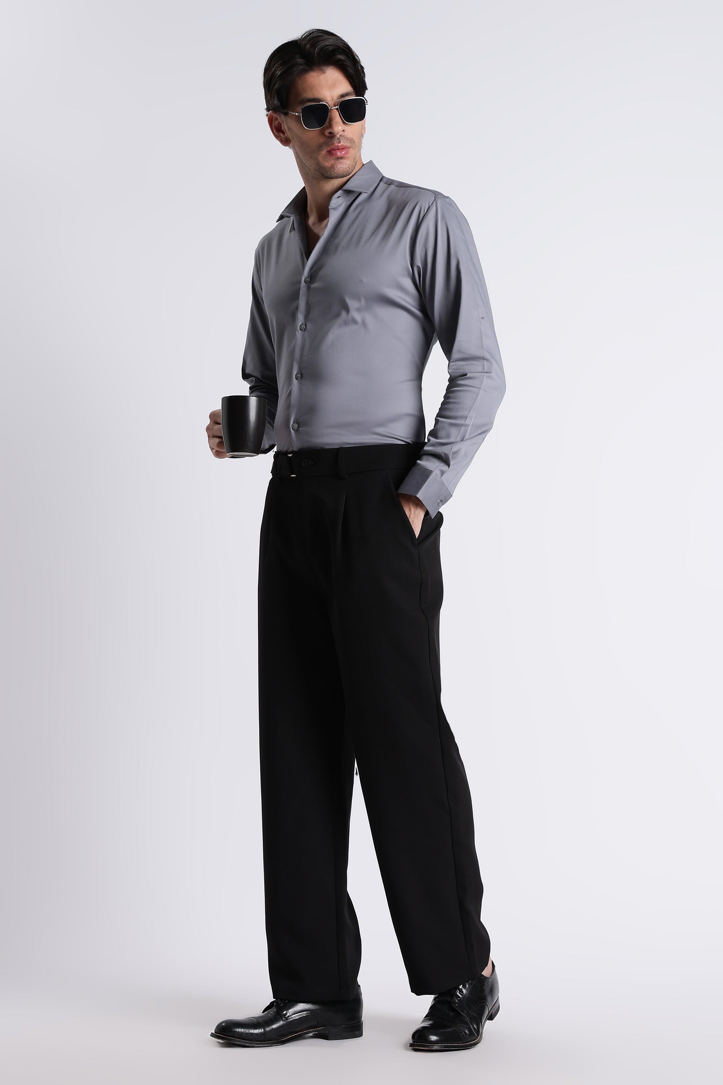 Refined Satin Finish Slim Fit Shirt Lt Grey