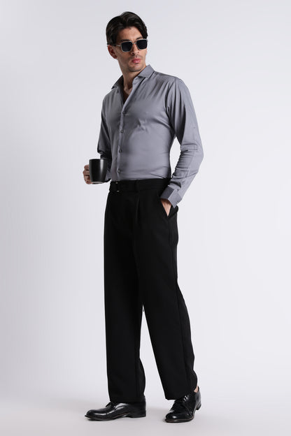 Refined Satin Finish Slim Fit Shirt Lt Grey