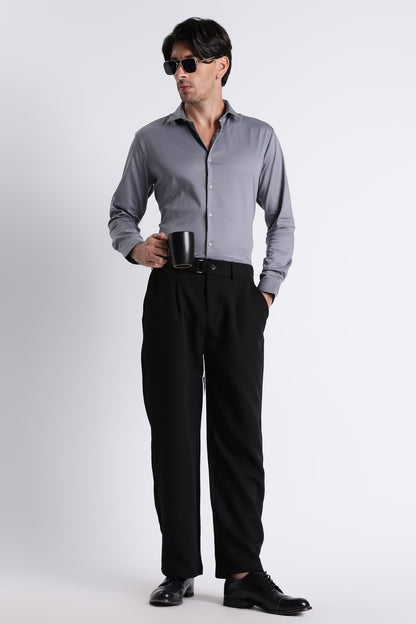 Refined Satin Finish Slim Fit Shirt Lt Grey
