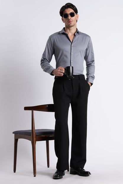 Refined Satin Finish Slim Fit Shirt Lt Grey