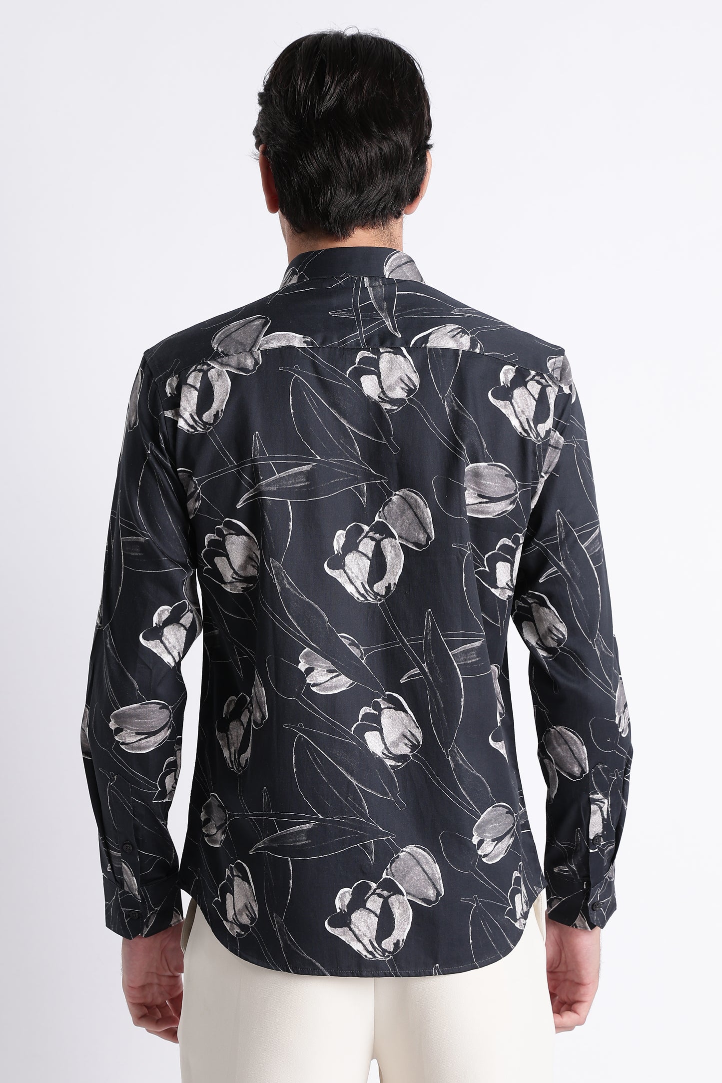 Floral Digital Print Shirt Black Grey