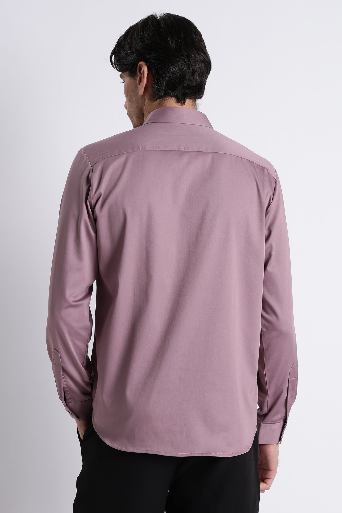 Refined Satin Finish Slim Fit Shirt Dusty Rose