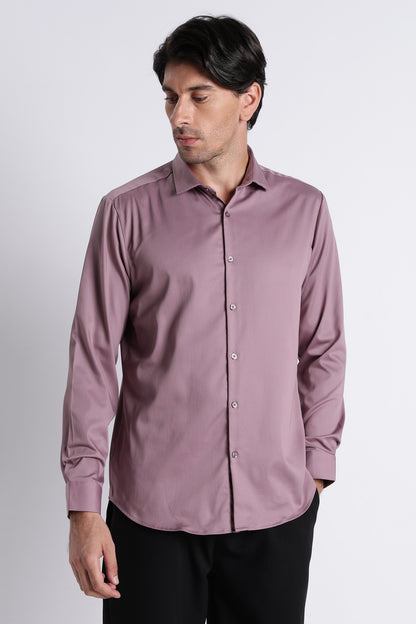 Refined Satin Finish Slim Fit Shirt Dusty Rose