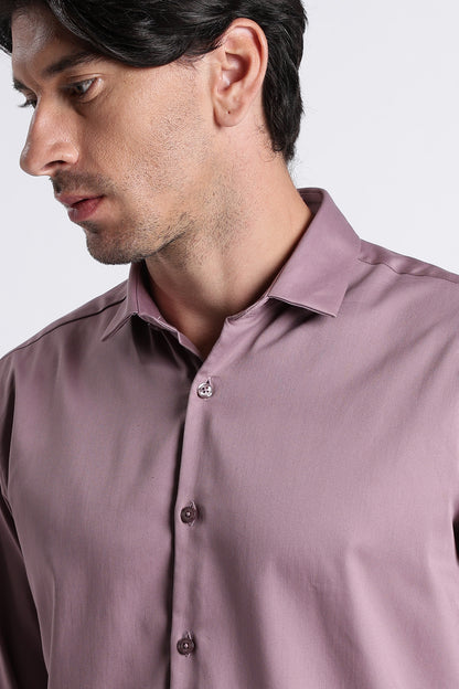 Refined Satin Finish Slim Fit Shirt Dusty Rose