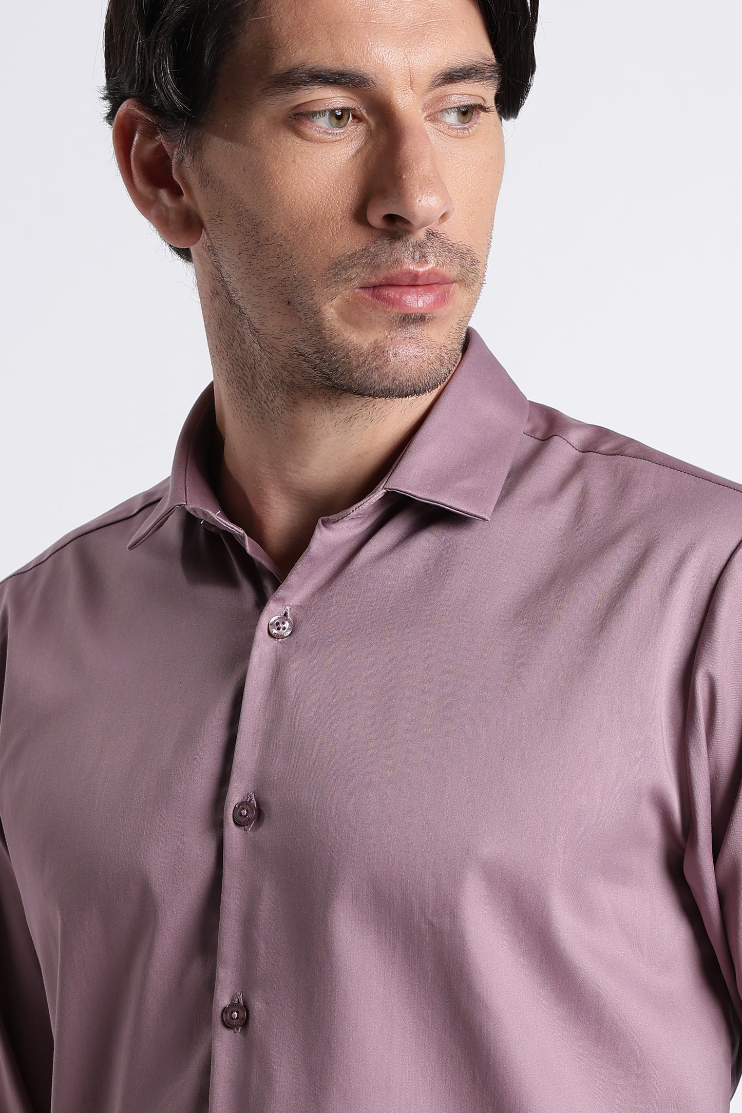 Refined Satin Finish Slim Fit Shirt Dusty Rose