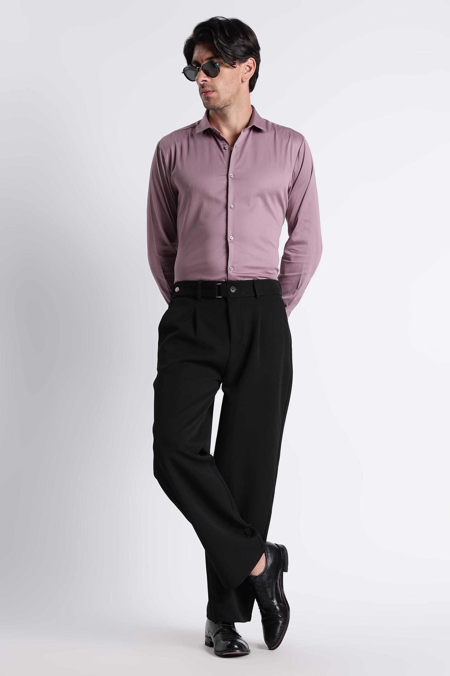Refined Satin Finish Slim Fit Shirt Dusty Rose