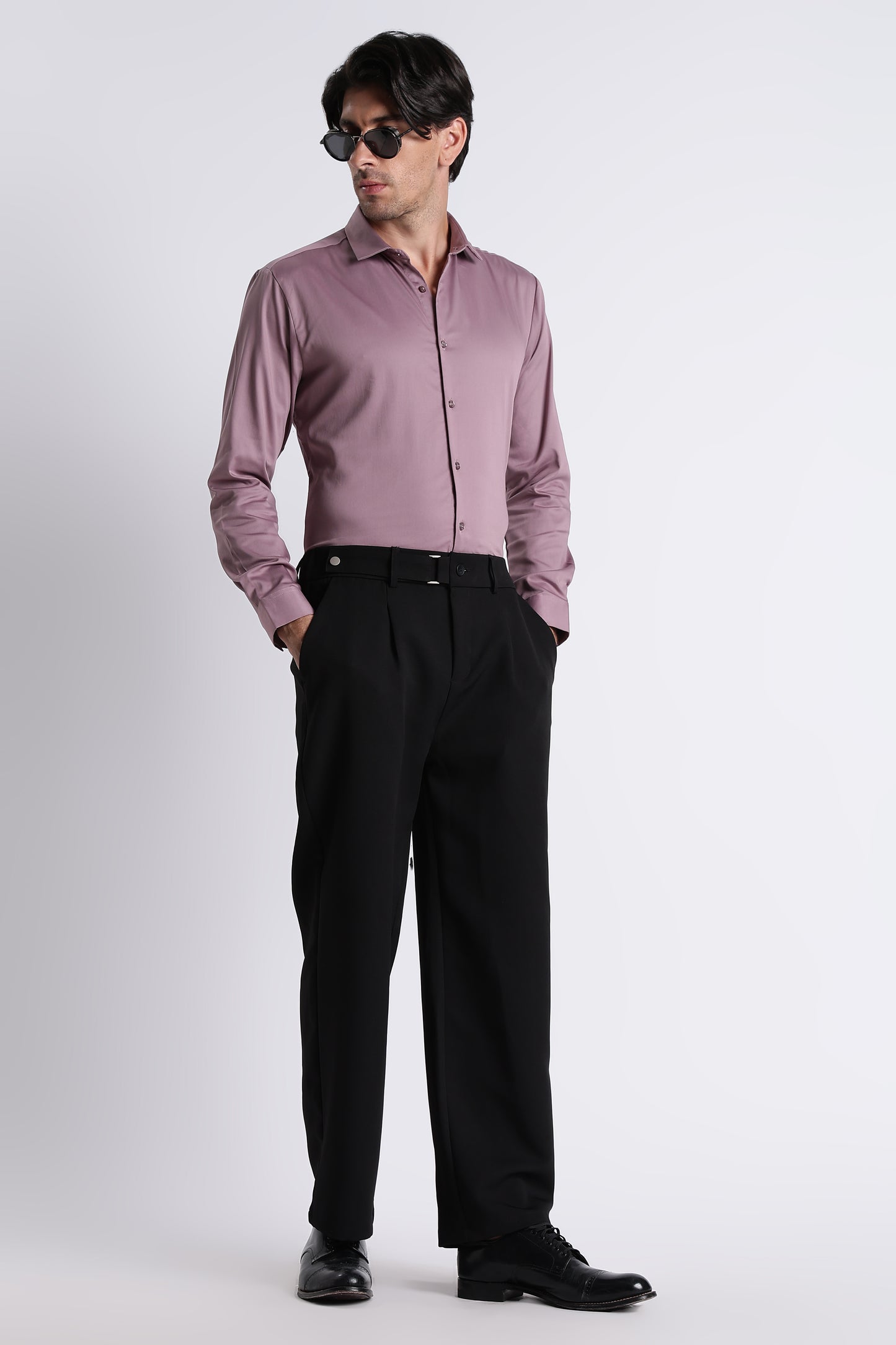 Refined Satin Finish Slim Fit Shirt Dusty Rose