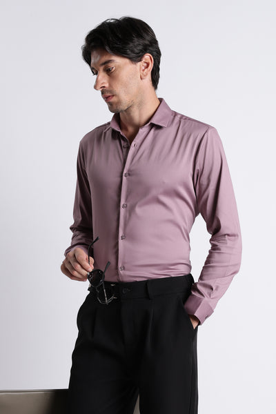 Refined Satin Finish Slim Fit Shirt Dusty Rose