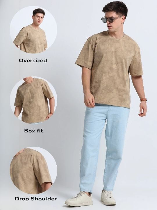 Boxy Fit Oversized Streetwear T-Shirt Beige