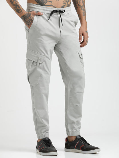 Utility Trousers with Elastic Edges Lt grey