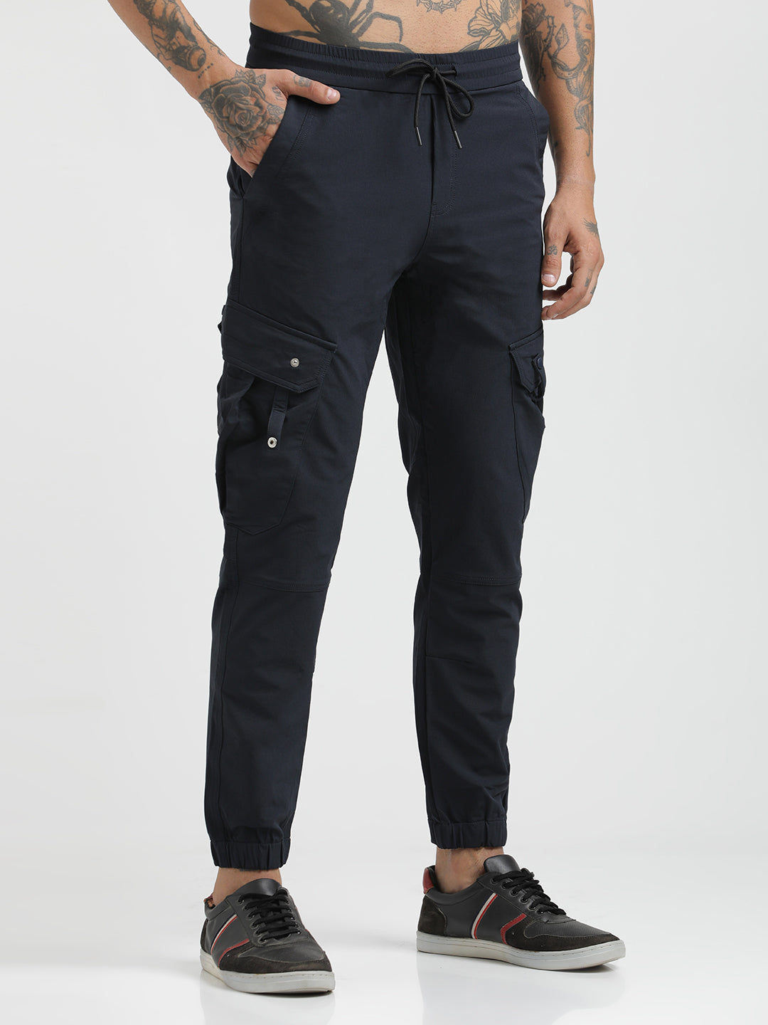 Utility Trousers with Elastic Edges Navy