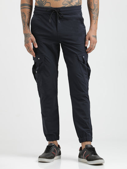 Utility Trousers with Elastic Edges Navy