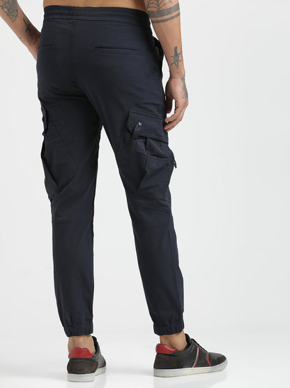 Utility Trousers with Elastic Edges Navy