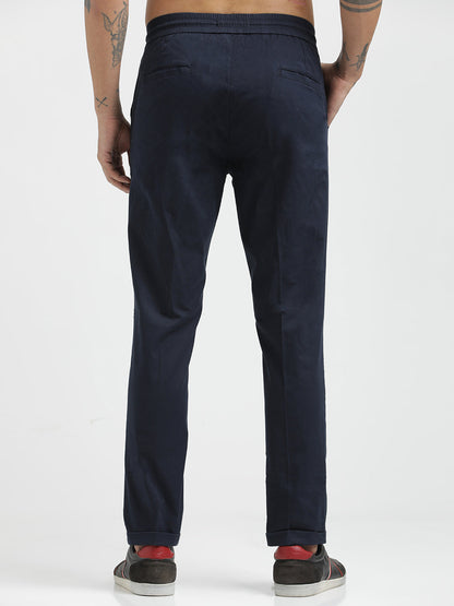 Cotton Drawstring Trousers with Pockets Navy