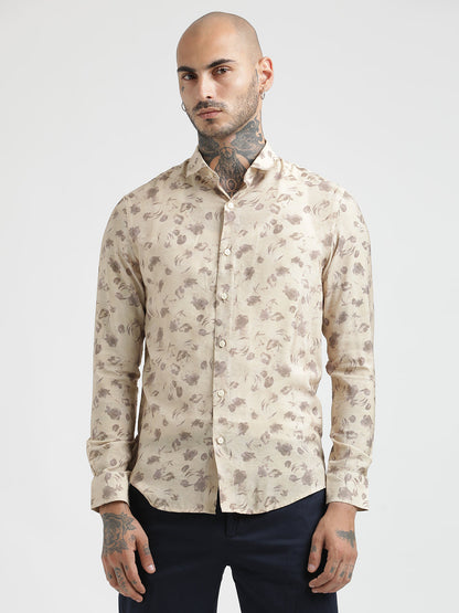 Beige Refined Solid Shirt